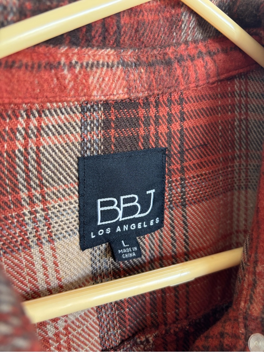 BBJ Los Angeles Rust Plaid Button-Front Shacket - Picture 3 of 4